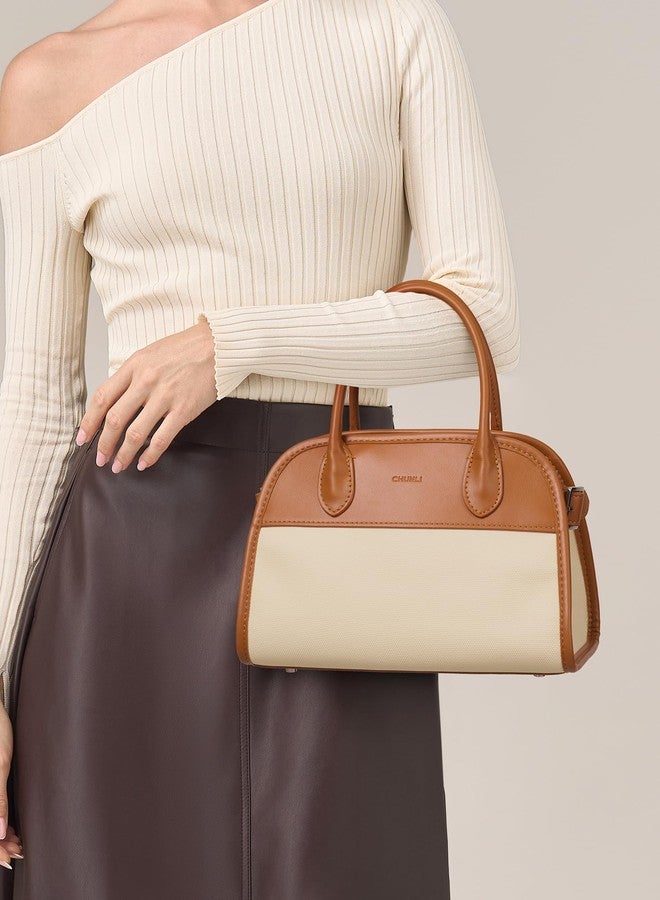 CHUNLI PU Leather Satchel Bag for Women, Fashion Top Handle Bags Zipper, Crossbody Purse for Casual Traveling Work Business - Image 3