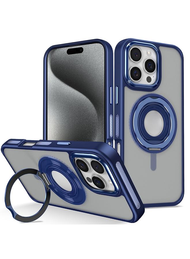 S-TOP Case For iPhone 15 Pro Skin Feel Matte 360 Degree Rotating Silicone Ring Holder Phone Case - Image 1