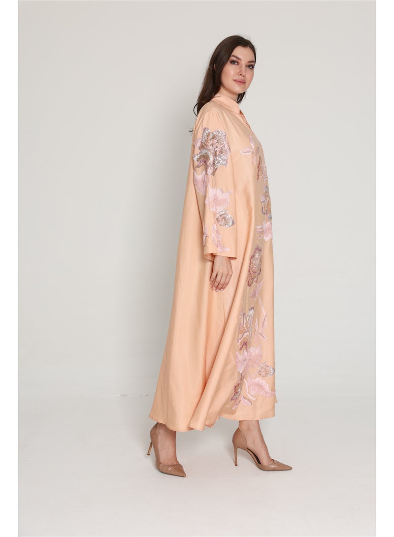 IKKXA Vibrant Floral Embroidered Jalabiya - Image 4