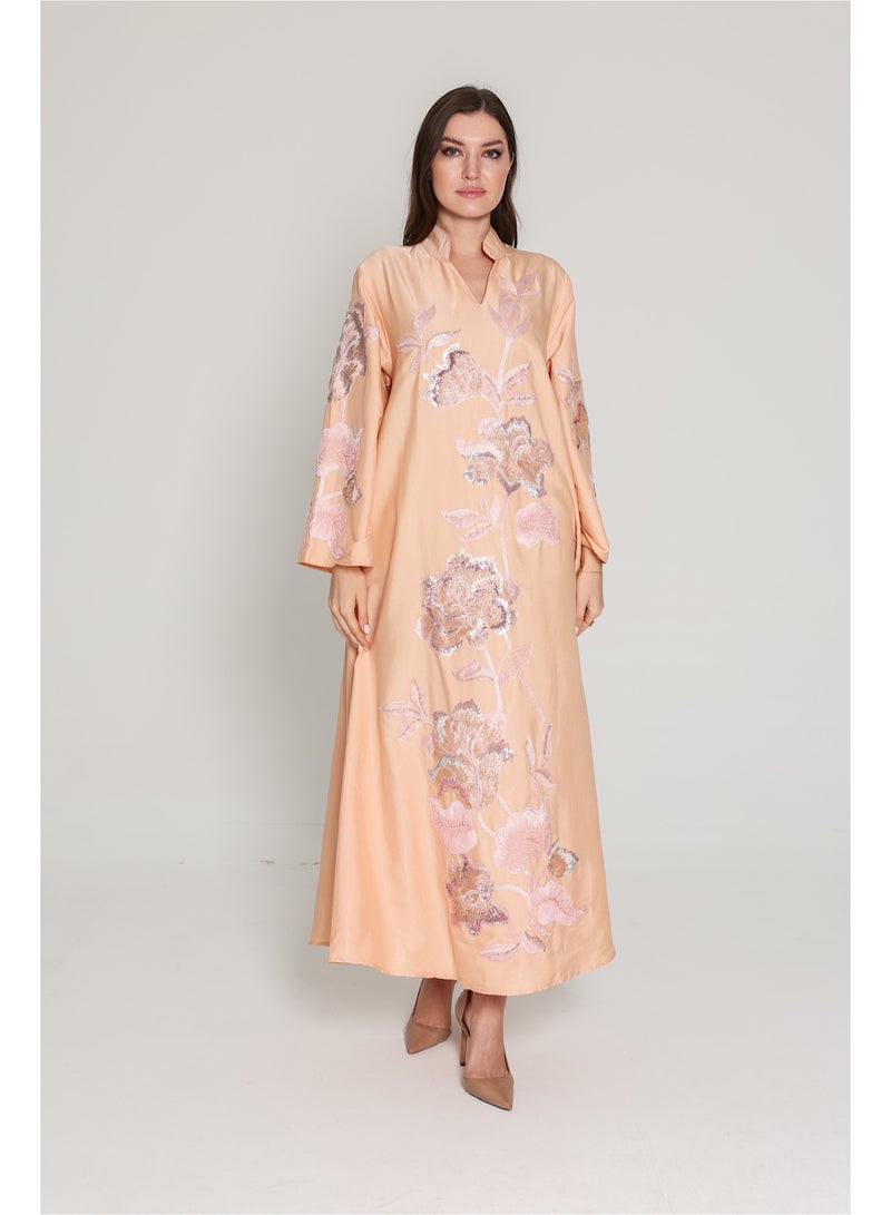 IKKXA Vibrant Floral Embroidered Jalabiya - Image 1