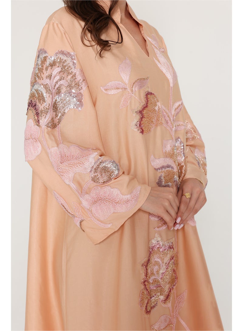 IKKXA Vibrant Floral Embroidered Jalabiya - Image 2