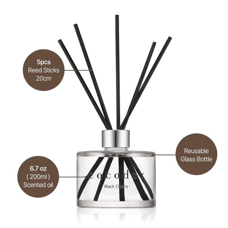 كوكودور Cocodor Signature Reed Diffuser/Garden Lavender / 6.7oz(200Ml) / 1 Pack/Reed Diffuser Reed Diffuser مجموعة ناشر الزيت وعصي ناشر القصب لديكور المنزل وديكور المكتب والعطور والهدايا باللون الأسود - Image 3