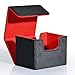 ZLCA Card Deck Box for Trading Cards MTG Commander Deck Box Holds 120 Single Sleeved Cards Leather Magnetic Card Storage Box Fits for TCG CCG Magic Cards Black Red - Image 3