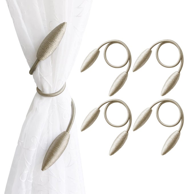 4 PIECES CURTAIN TIEBACKS CLIPS CREATIVE WINDOW DRAPE TWIST TIE BACKS EUROPEAN STYLE CUSTOM MADE CURTAIN HOLDERS DECORATIVE DRAPERIES HOLDBACKS BEIGE
