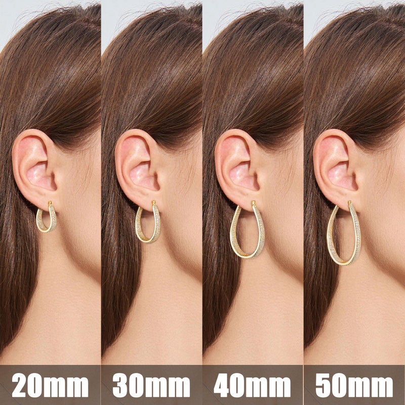 Gacimy 14K Gold Plated Hoop Earrings for Women 14k Real Gold Plated, 6.3mm Thick Chunky Cubic Zirconia Earrings Hoops with 925 Sterling Silver Post, Medium Oval 30mm - Image 5