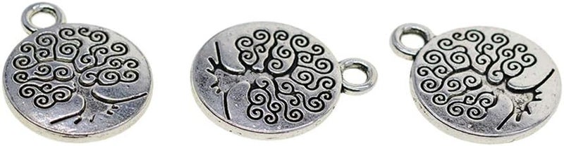 klarako 30 Pieces Tibetan Silver Lotus Flower Pendant Om Yoga Charms Pendant Metal Beads Cute Spacer Loose Beads Charms for DIY Jewelry Making () Tree, as described - Image 2