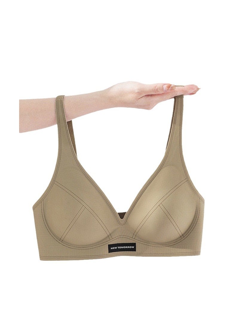 French Triangle Cup Deep V Wireless Bra Minimal White