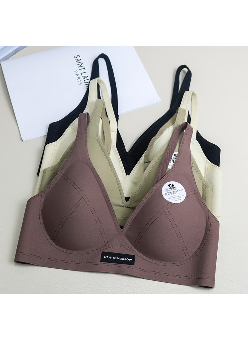 French Triangle Cup Deep V Wireless Bra Minimal White