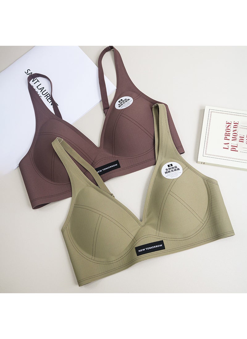 French Triangle Cup Deep V Wireless Bra Minimal White