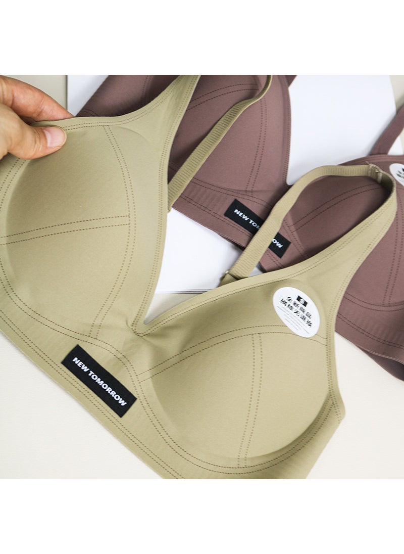 French Triangle Cup Deep V Wireless Bra Minimal White