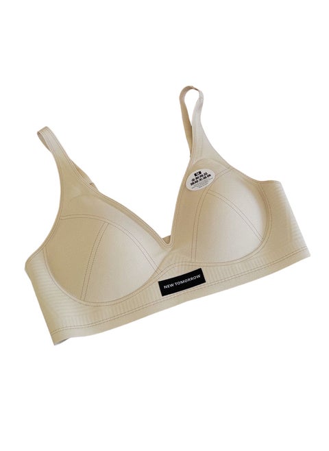 French Triangle Cup Deep V Wireless Bra Minimal White