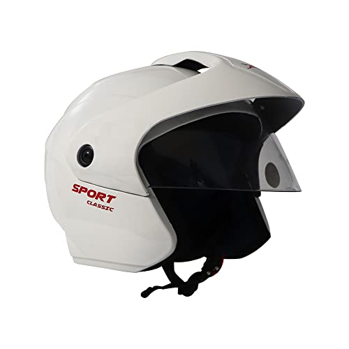 TVS Lightweight Half Face Helmet for Men and Women with Clear Vison & Dynamic Ventilation System, ISI Certified DOT Certified Helmet, High Impact ABS, Bike Accessories |Scooty (Color:White, Size:L) - Image 1