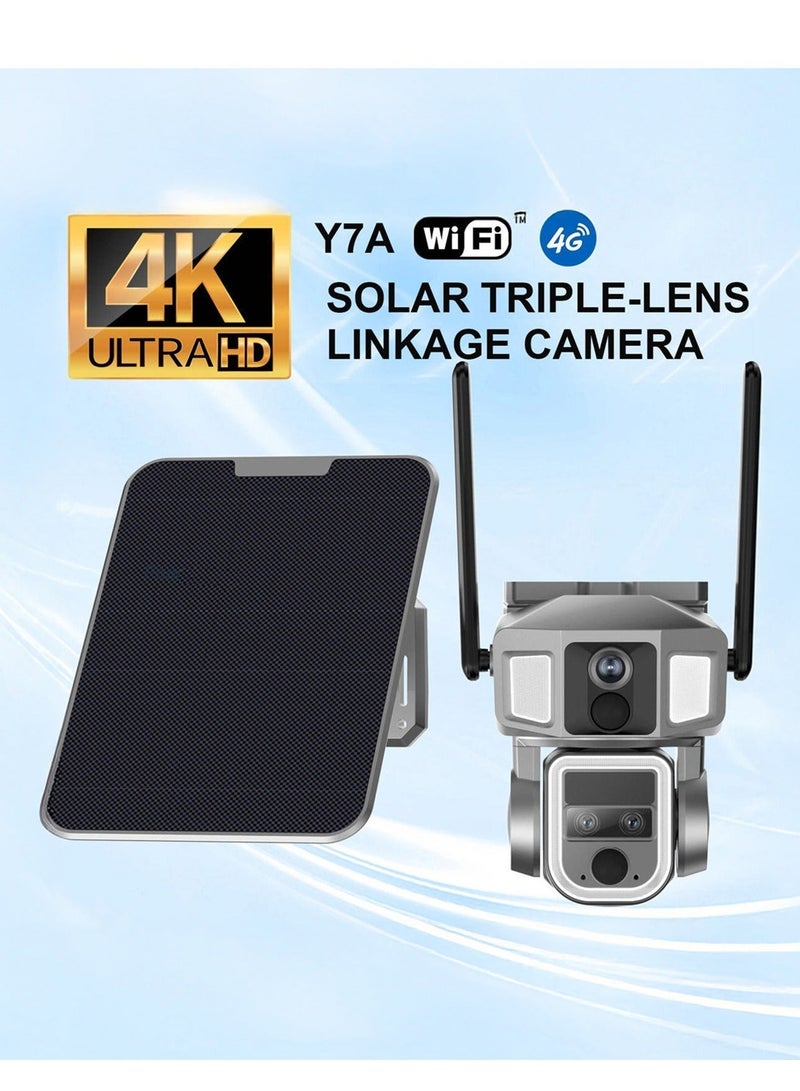كروني Y7A 8MP Solar/Battery-Powered Security Camera – 4K Resolution, 355° PTZ, 90° Vertical Tilt, 10X Zoom, IR Night Vision, IP66 Waterproof, 4G/Wi-Fi Connectivity, Two-Way Audio, Human Body Induction, TF Card/Cloud Storage, 4x18650 Batteries, 9W Solar Panel, App Connectivity, Wireless Outdoor Security Camera for Home, Garden, and Property Protection, Solar Camera for Off-Grid Surveillance, Wireless Solar Powered Camera, High-Resolution Solar Camera with App Integration - Image 2