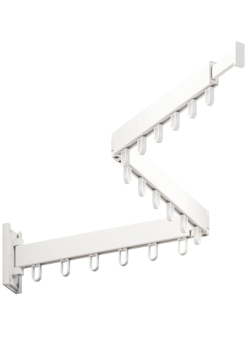 Y&D Clothes Hanger Rack, Wall Mounted Drying Collapsible Retractable Laundry Rack Mount, with Windproof Ring Hooks White  - Image 1