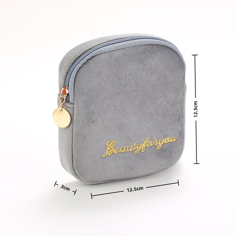 Niche Dutch Velvet Storage Small Bag Girl'S Heart Sanitary Napkin Storage Bag Monthly Student Portable Carry-On Aunt Towel Bag - Image 1