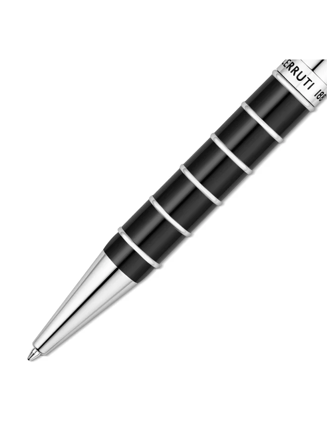 CERRUTI 1881 Ivo Silver Black Stainless Steel Blue Ink Ballpoint Pen