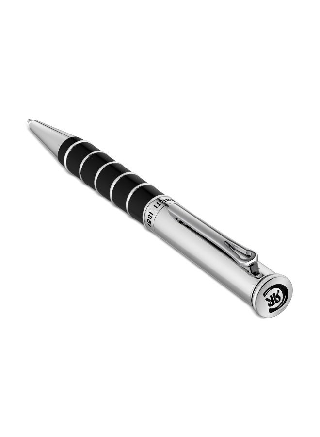 CERRUTI 1881 Ivo Silver Black Stainless Steel Blue Ink Ballpoint Pen - Image 3