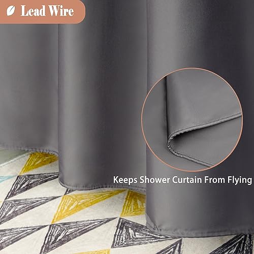UFRIDAY 72 by 72 Inches Shower Curtain Dark Grey and White Color, Fashion Shower Curtain Liner - Image 4