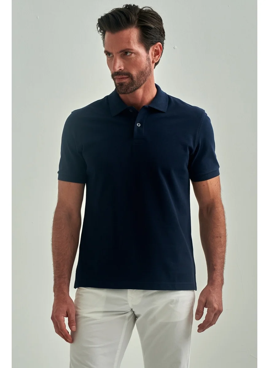 Bisse Men's Underwire Collar Basic Regular Fit T-Shirt BLACK TS22Y22013_D39