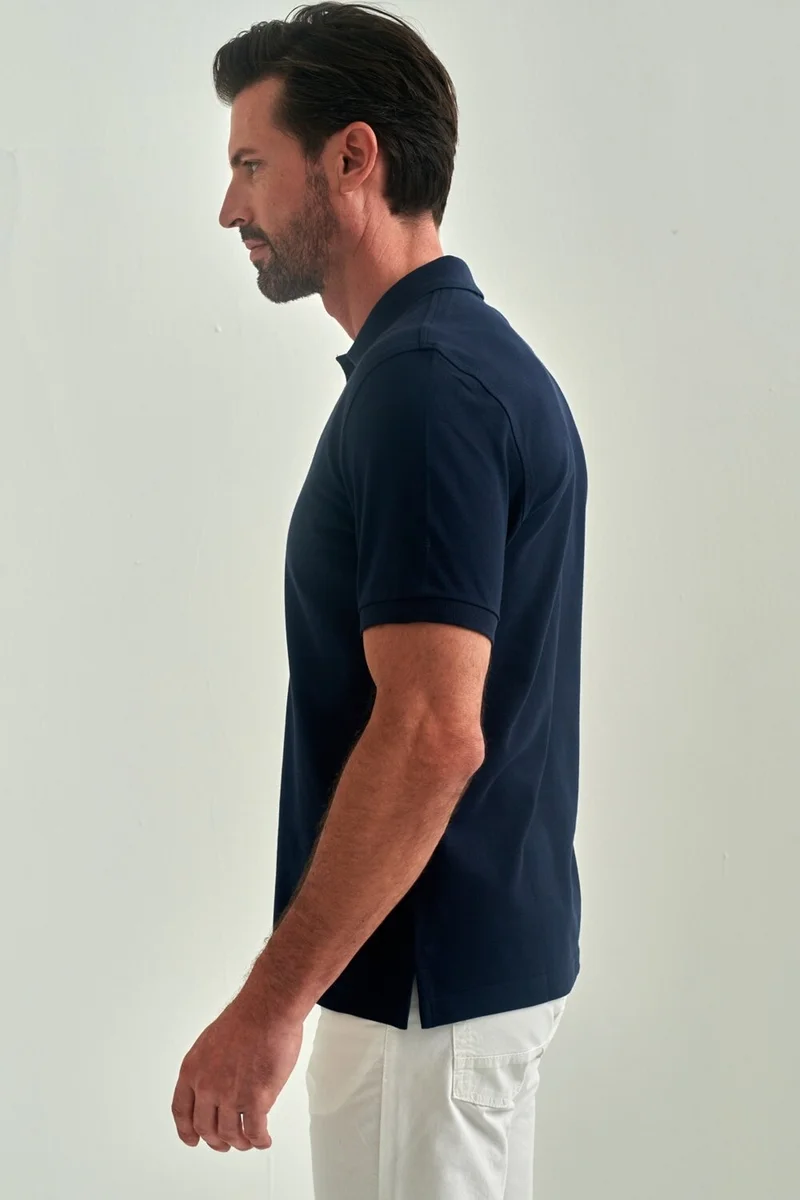 Bisse Men's Underwire Collar Basic Regular Fit T-Shirt BLACK TS22Y22013_D39