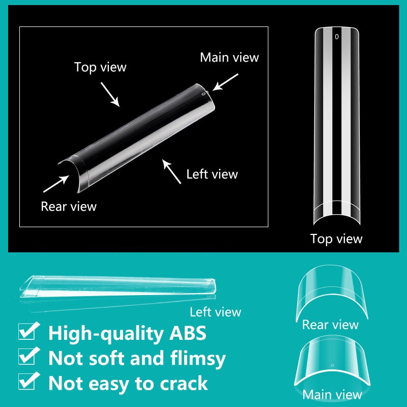 LIONVISON 3XL Clear NO C Curve Nail Tips for Acrylic Nails Professional, 240PCS Extra Long Tapered Square Nail Tips, 12 Sizes Straight Press On Gel Tips for Nail Salons Home DIY - Image 4