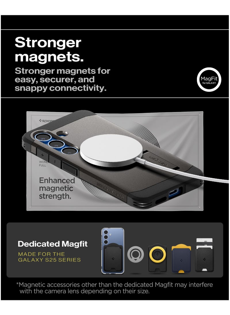 Spigen - Tough Armor MagFit for Samsung Galaxy S25 Case Cover with MagSafe (2025) - Gunmetal - Image 1