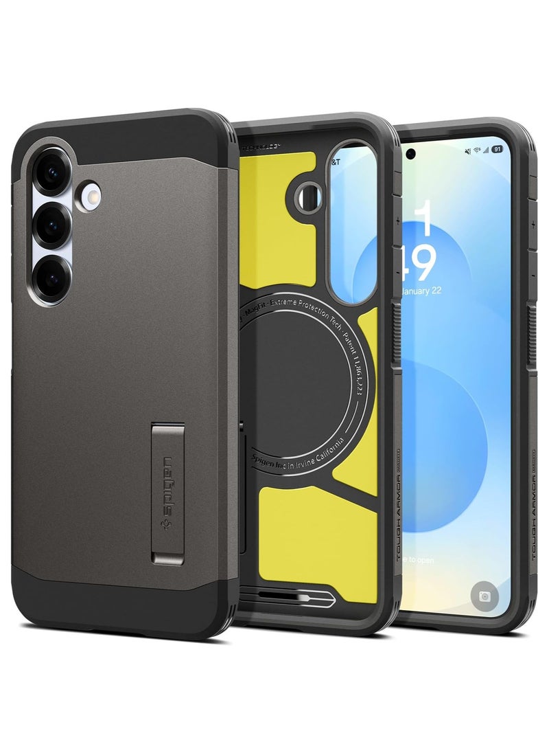 Spigen - Tough Armor MagFit for Samsung Galaxy S25 Case Cover with MagSafe (2025) - Gunmetal - Image 1