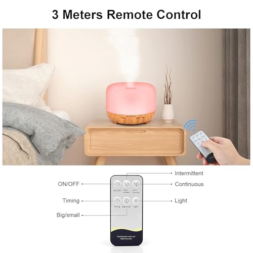 SHOPPOSTREET Aromatherapy Essential Oil Diffuser 500ml, Ultrasonic Cool Mist Humidifier with 7 LED Lights, Timer, Auto Shut-Off, Adjustable Mist Modes, Quiet Aroma Diffuser for Home, Bedroom & Office. - Image 3