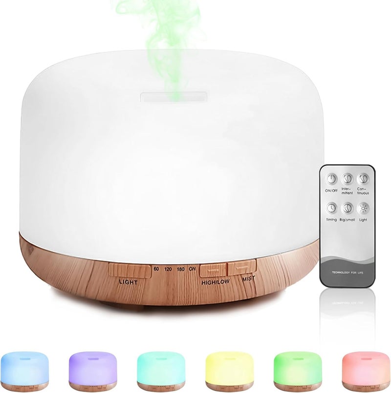 SHOPPOSTREET Aromatherapy Essential Oil Diffuser 500ml, Ultrasonic Cool Mist Humidifier with 7 LED Lights, Timer, Auto Shut-Off, Adjustable Mist Modes, Quiet Aroma Diffuser for Home, Bedroom & Office. - Image 1