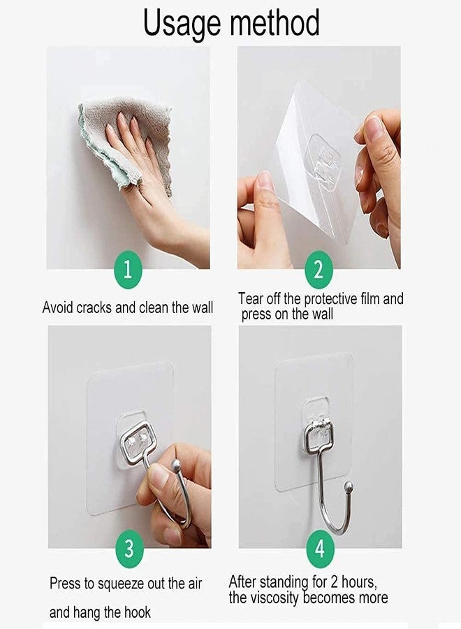 YOZONKY Modern Self Adhesive Wall Hooks Pack of 10 Pcs Plastic Wall Hooks Heavy Duty Hooks for Hanging 10 KG (Max) Magic Stickers Hooks Seamless Transparent Adhesive Hook (10 Pcs) - Image 5