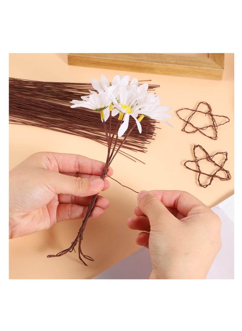 KASTWAVE 200 Pcs Floral Wire, 26 Gauge Crafts Wire Florist Flower Wire Stems Brown Floral Wire for Crafts Bouquet Stem Wreath Making Flower Arrangement Supplies (Brown,14 Inch) - Image 2