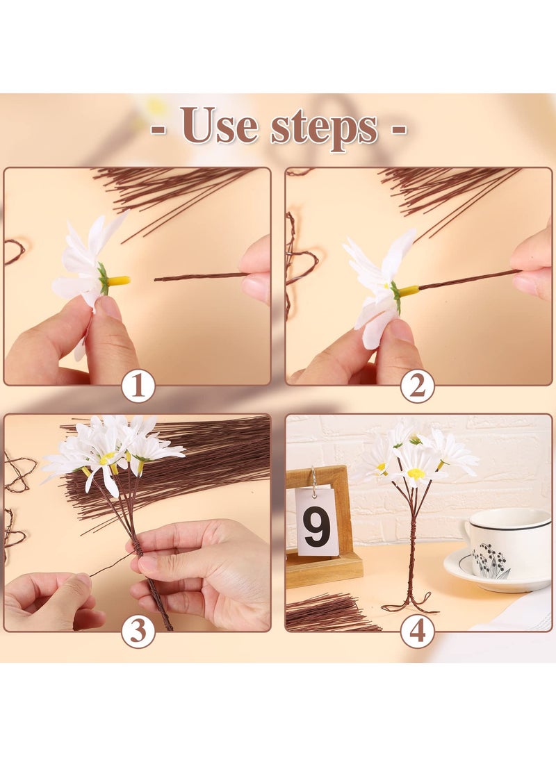 KASTWAVE 200 Pcs Floral Wire, 26 Gauge Crafts Wire Florist Flower Wire Stems Brown Floral Wire for Crafts Bouquet Stem Wreath Making Flower Arrangement Supplies (Brown,14 Inch) - Image 5