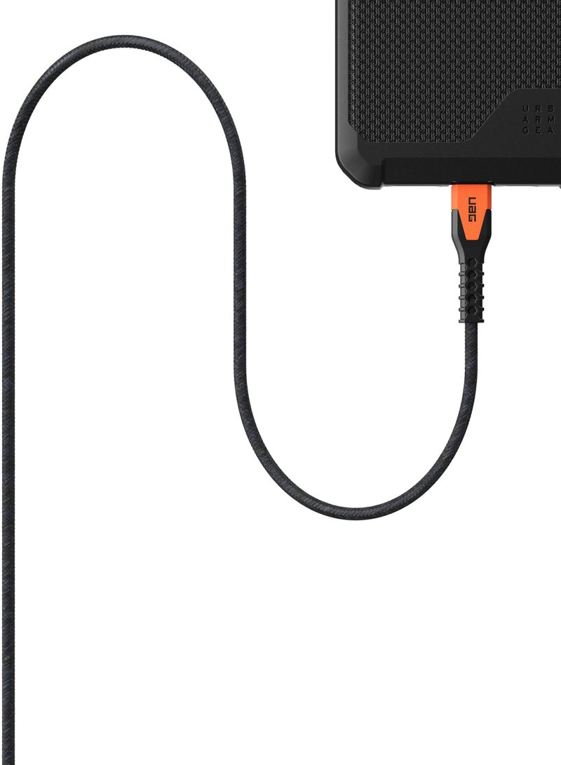 Urban Armor Gear Urban Armor Gear UAG Rugged Kelvar Core USB-C to USB-C Cable 5 feet / 1.5 Meter 60W Power Delivery PD Reinforced Fast Charging Cable for iPhone 15, MacBook, iPad Pro, Samsung Galaxy - Black | Orange  - Image 3