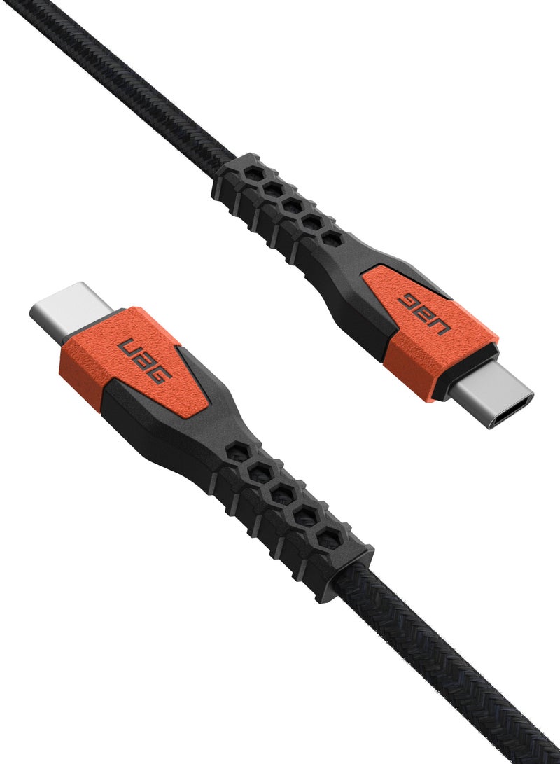 Urban Armor Gear Urban Armor Gear UAG Rugged Kelvar Core USB-C to USB-C Cable 5 feet / 1.5 Meter 60W Power Delivery PD Reinforced Fast Charging Cable for iPhone 15, MacBook, iPad Pro, Samsung Galaxy - Black | Orange  - Image 4