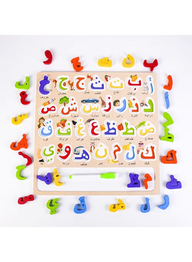 Arabic Alphabet Wooden Puzzle Board – 3D Colorful Letters Educational Toy for Kids, Enhances Hand-Eye Coordination and Focus, Perfect for Letter Matching and Early Learning, Ideal for Ages 3+  - Image 2