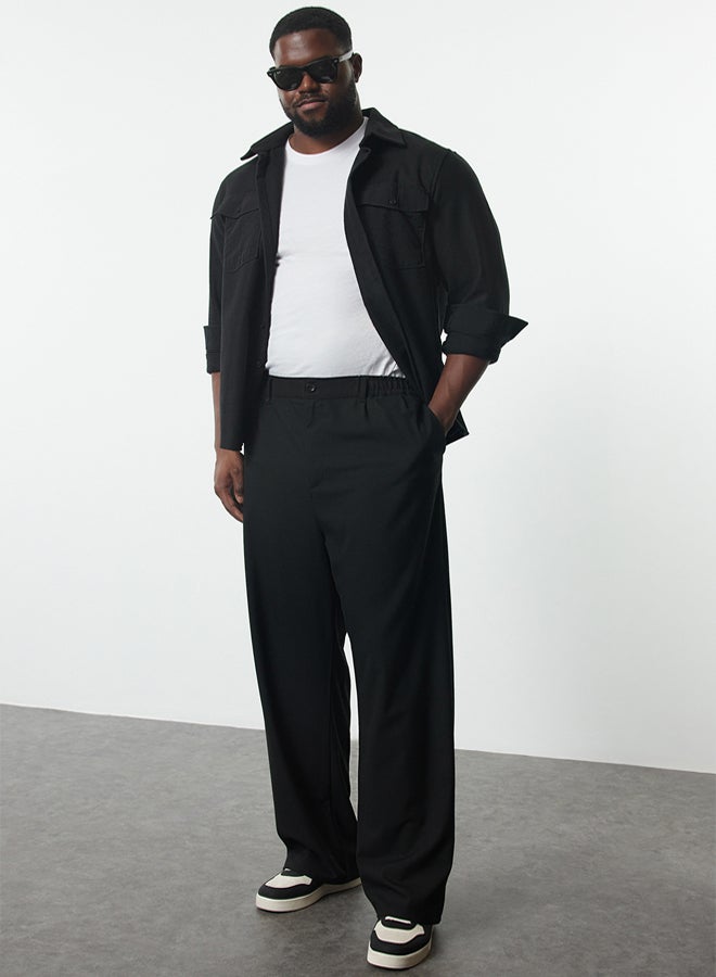 trendyol Large Size Black Wideleg Fabric Trousers TMNAW25AR00000 - Image 3