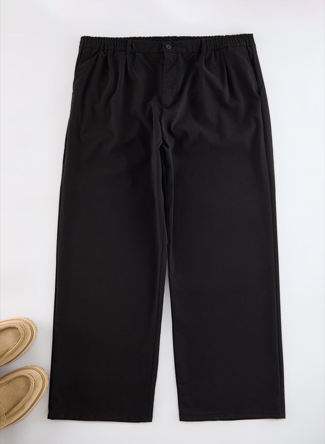 trendyol Large Size Black Wideleg Fabric Trousers TMNAW25AR00000 - Image 5