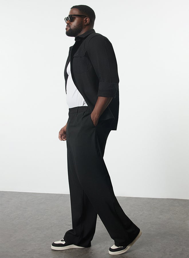 trendyol Large Size Black Wideleg Fabric Trousers TMNAW25AR00000 - Image 4