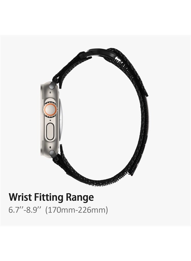 Band Compatible with Apple Watch 49mm 45mm/44mm/42mm 41mm/40mm/38mm, Tough Breathable Nylon Sports Strap, Hollow Out Design for iWatch Series 8/7/6/5/4/SE/3/2/1/Ultra (49mm XL, Black USA Flag)
