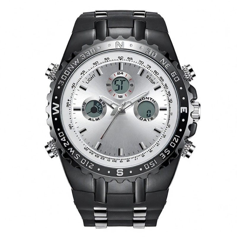 MIZUMS Digital Watch Black White Fine Workmanship Alloy Case Watch - Stylish Design Analog Watch for Men - Image 1