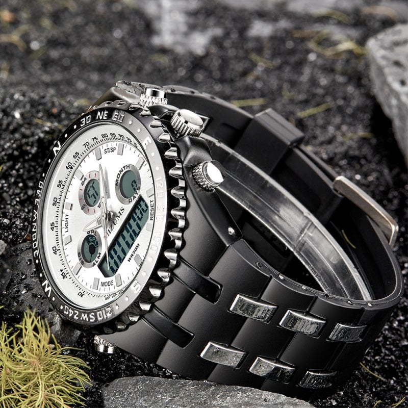 MIZUMS Digital Watch Black White Fine Workmanship Alloy Case Watch - Stylish Design Analog Watch for Men - Image 4