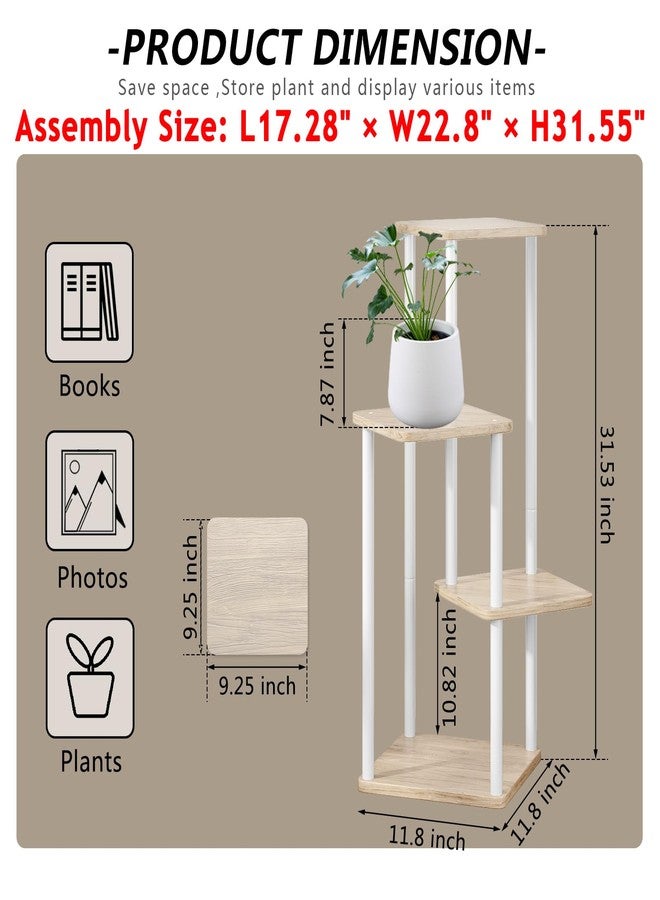 AZERPIAN Plant Stand 4 Tier Indoor Metal Flower Shelf for Multiple Plants Corner Tall Flower Holders for Patio Garden Living Room Balcony Bedroom, Black (4 Tier-White) - Image 4