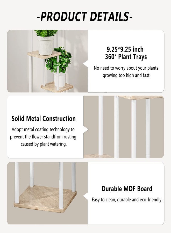 AZERPIAN Plant Stand 4 Tier Indoor Metal Flower Shelf for Multiple Plants Corner Tall Flower Holders for Patio Garden Living Room Balcony Bedroom, Black (4 Tier-White) - Image 5