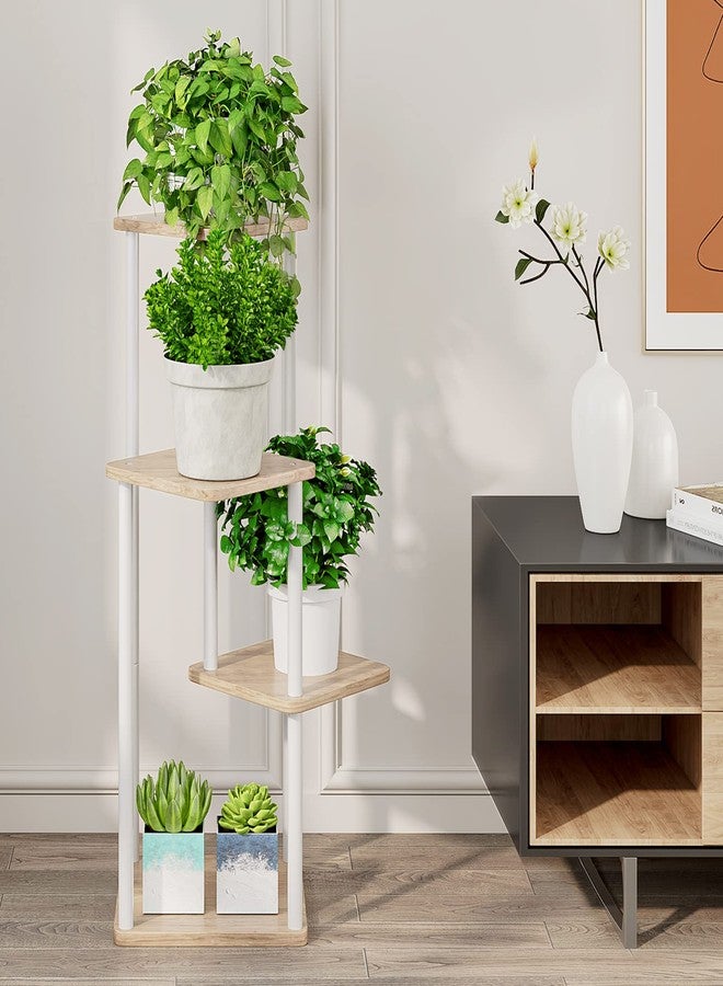 AZERPIAN Plant Stand 4 Tier Indoor Metal Flower Shelf for Multiple Plants Corner Tall Flower Holders for Patio Garden Living Room Balcony Bedroom, Black (4 Tier-White) - Image 3