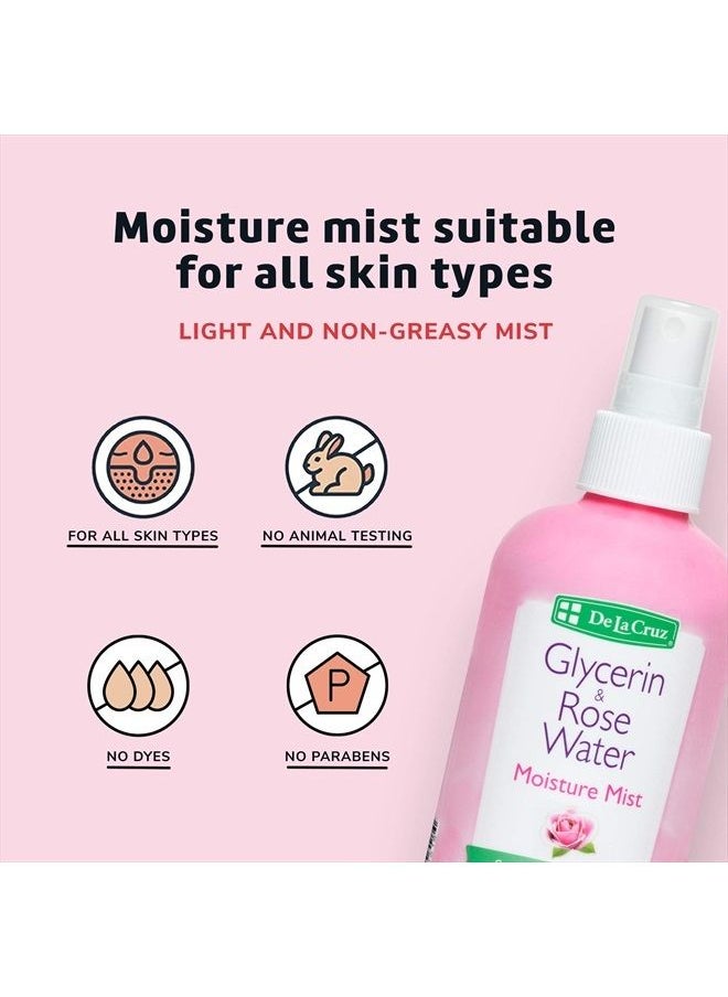De La Cruz Rose Water and Glycerin Spray for Face - Rosewater Facial Toner and Moisturizer Mist for Skin and Hair 8 fl oz (236 mL)  - Image 3