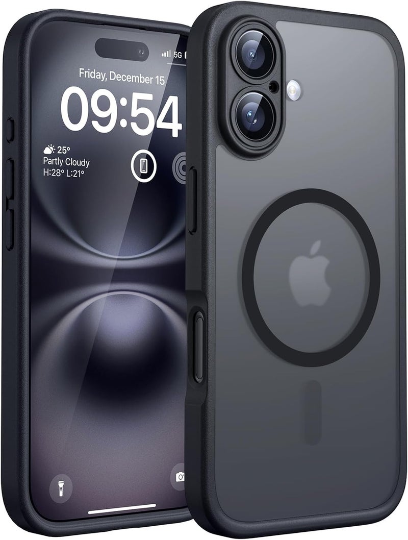 Sounce Case Cover for iPhone 16 | Translucent Matte Hard Back Case Cover Camera Protection Designed Shield Strong Megnetic Adsorption TPU Protection Compatible with Magsafe (Polycarbonate_Frost Black) - Image 1