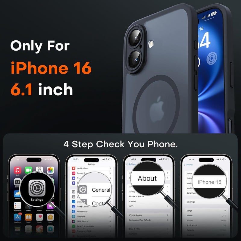 Sounce Case Cover for iPhone 16 | Translucent Matte Hard Back Case Cover Camera Protection Designed Shield Strong Megnetic Adsorption TPU Protection Compatible with Magsafe (Polycarbonate_Frost Black) - Image 5