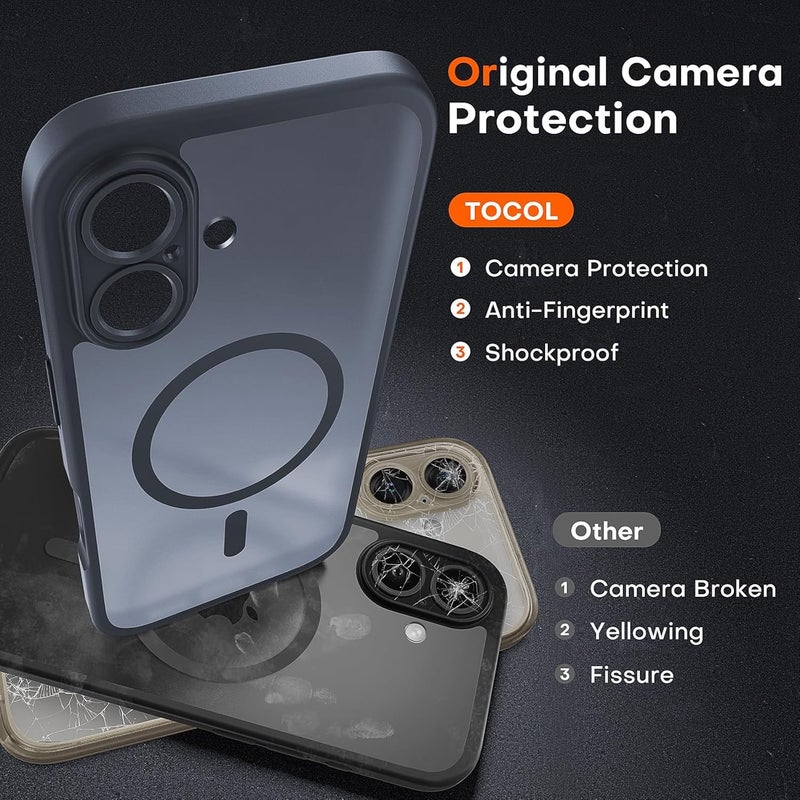 Sounce Case Cover for iPhone 16 | Translucent Matte Hard Back Case Cover Camera Protection Designed Shield Strong Megnetic Adsorption TPU Protection Compatible with Magsafe (Polycarbonate_Frost Black) - Image 4