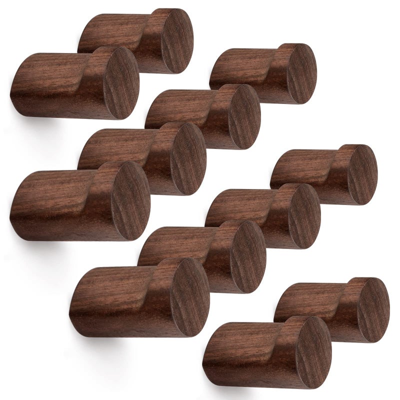 Roowest Roowest 12 Pack Wood Wall Hooks Natural Wooden Coat Hooks Wall Mounted Handmade Rustic Decorative Modern Hanging Backpack Hanger for Towel Mug Clothes Holder Heavy Duty Entryway Peg 