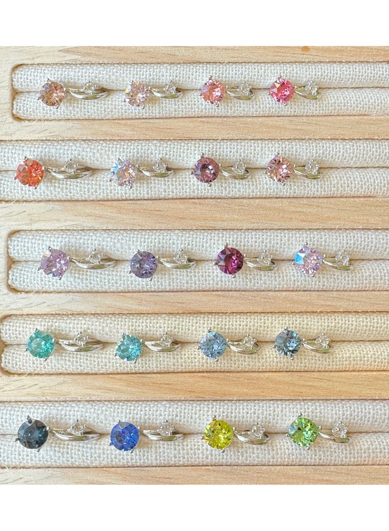 Asan Ge Women's Artificial Crystal Diamond Ear Clip s925 Silver Ear Clip Without Ear Hole, 8mm Eight Heart Eight Arrow Sparkling Diamond Earrings - Image 2